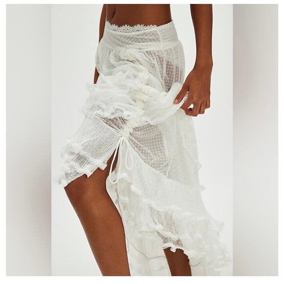 Free People Forever Young Half Slip SZ M Sheer Tiered Ruffles Romantic - Picture 12 of 12